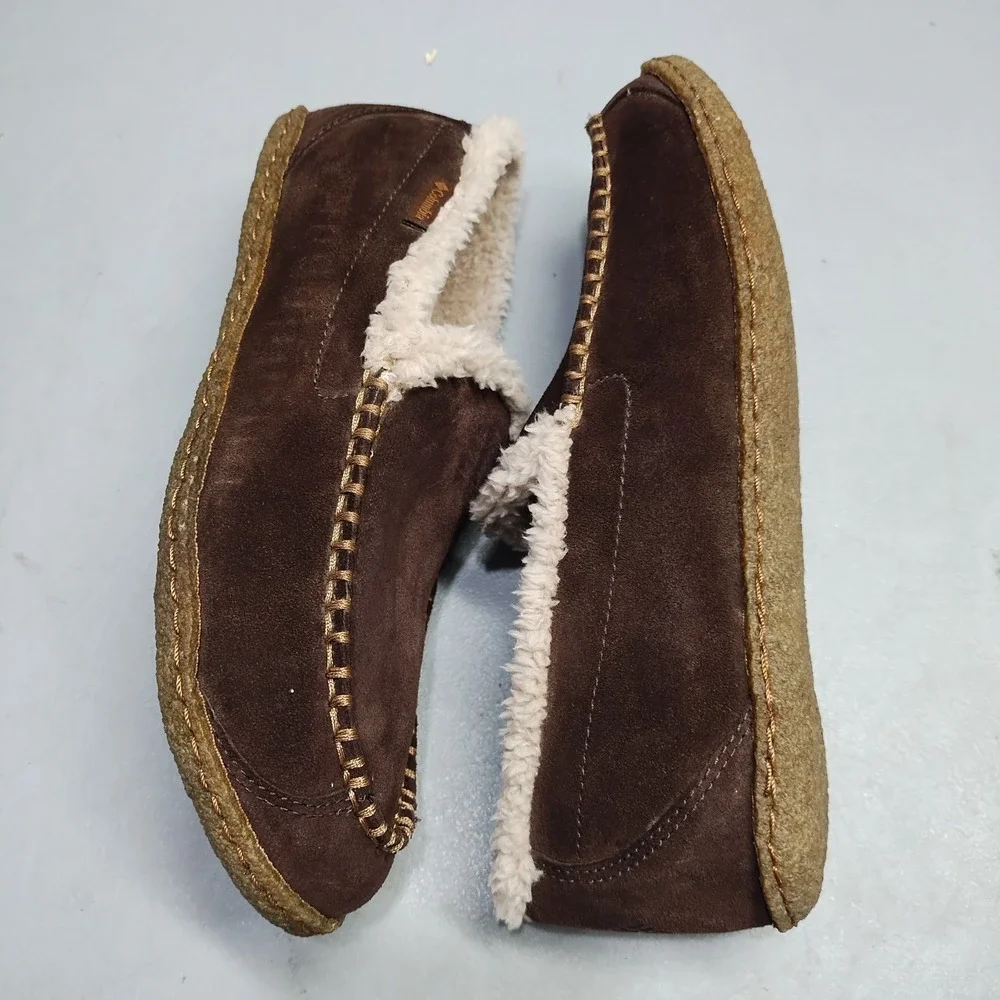 Columbia Big Sky Slippers Men 7 Brown Shearling Lined Moc Toe Slip On YM5241-248